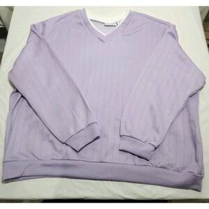Blair‎ Womens Sweatshirt Ribbwd V-neck Size 3X Lavender